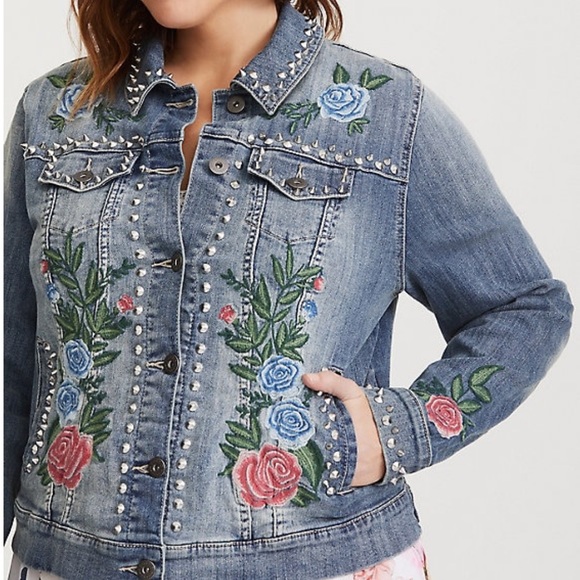 rhinestone denim jacket plus size